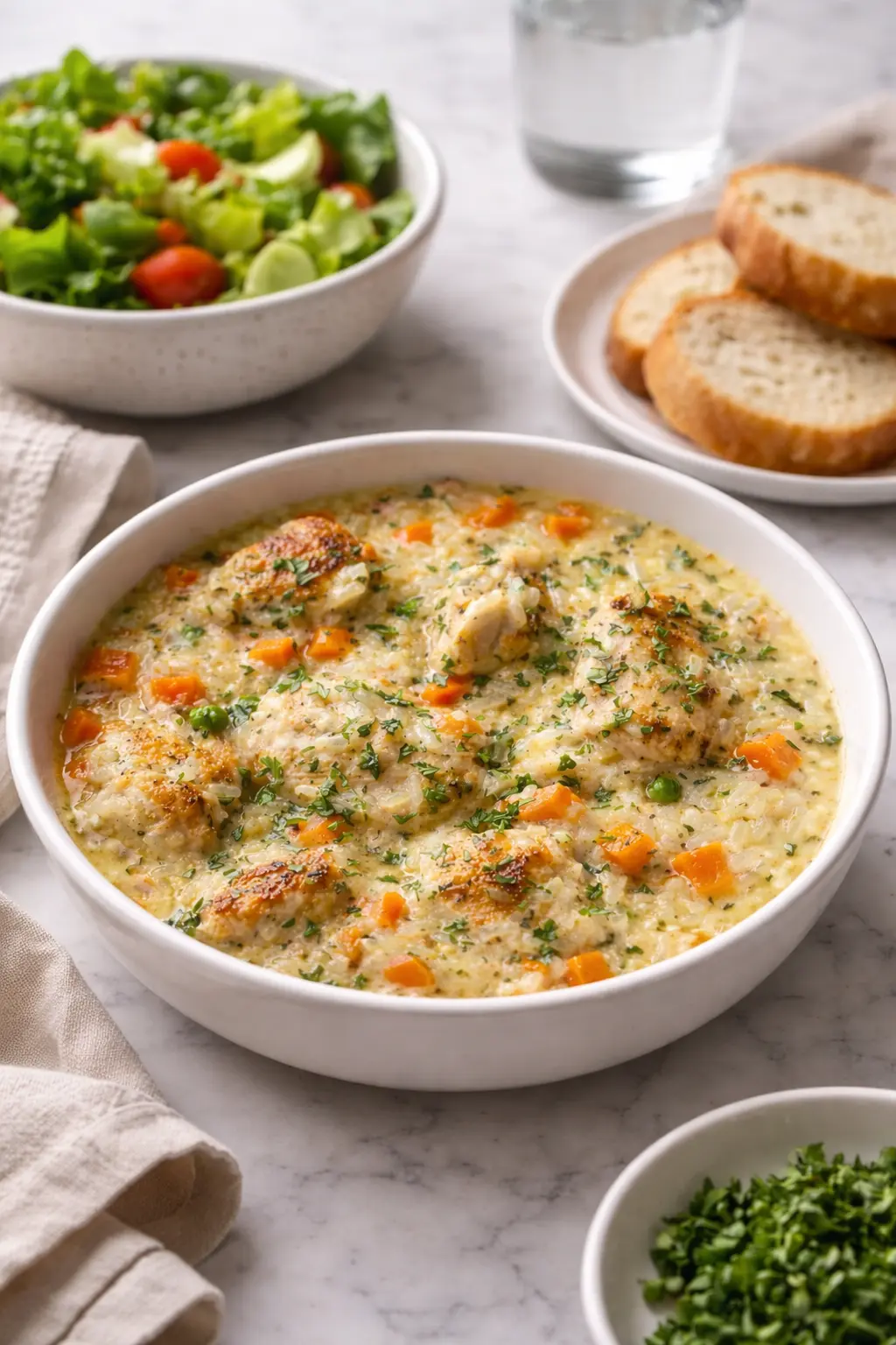 Easy gluten free dairy free dinner served with chicken and vegetables as part of a simple home meal