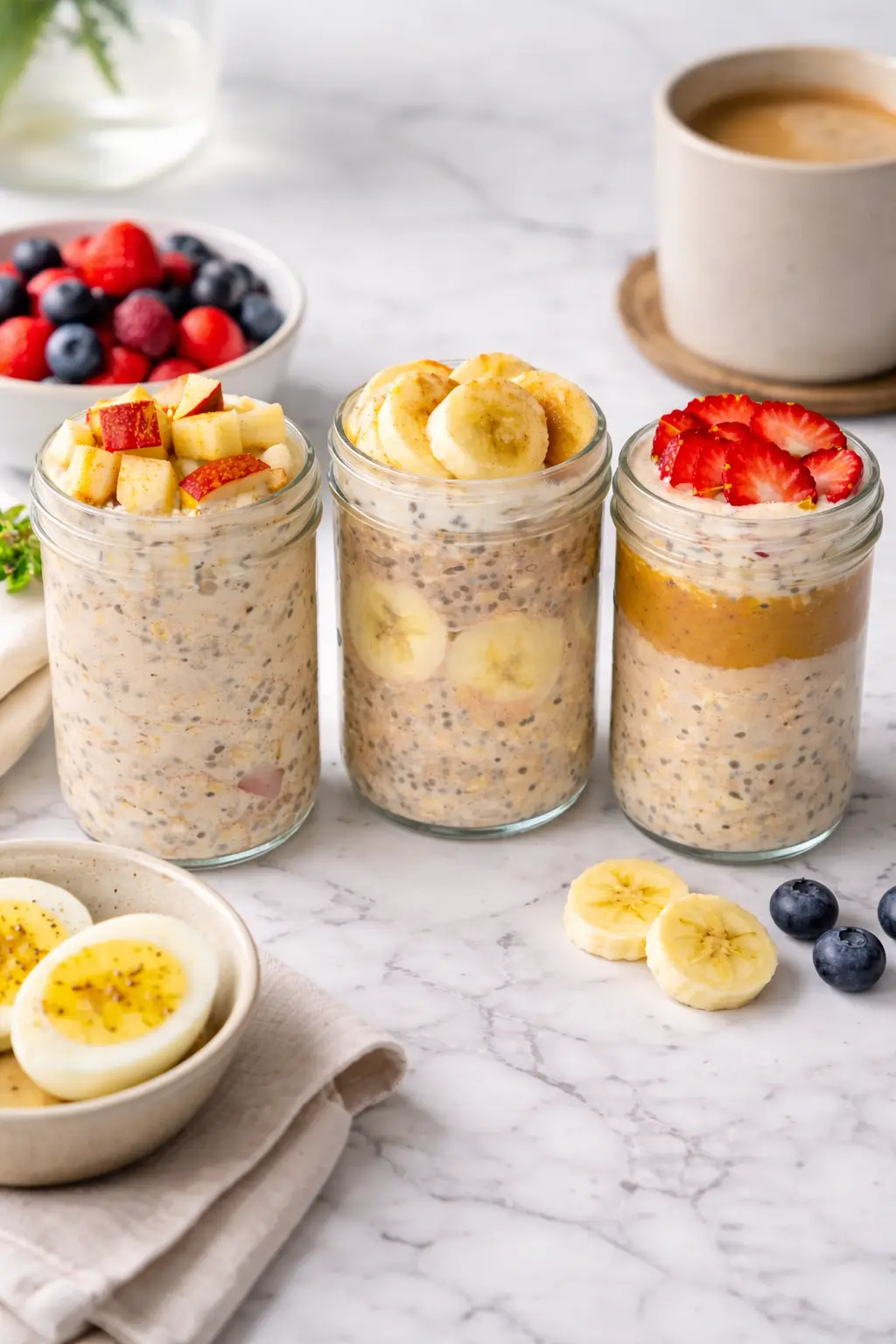 high protein overnight oats breakfast spread