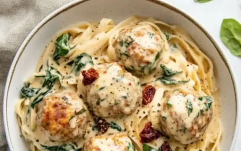 Delicious Marry Me Chicken Meatballs served with creamy sauce