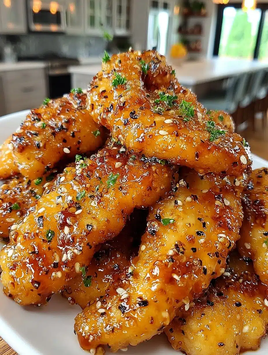 Air Fryer Honey Butter Garlic Chicken Tenders Crispy air fryer honey butter garlic chicken tenders served on a plate
