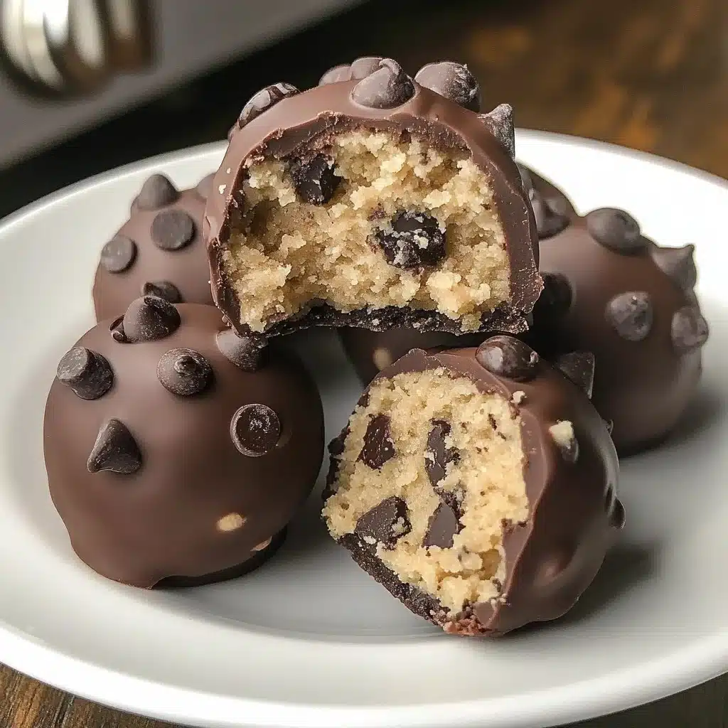 Delicious chocolate chip cookie dough truffles on a plate