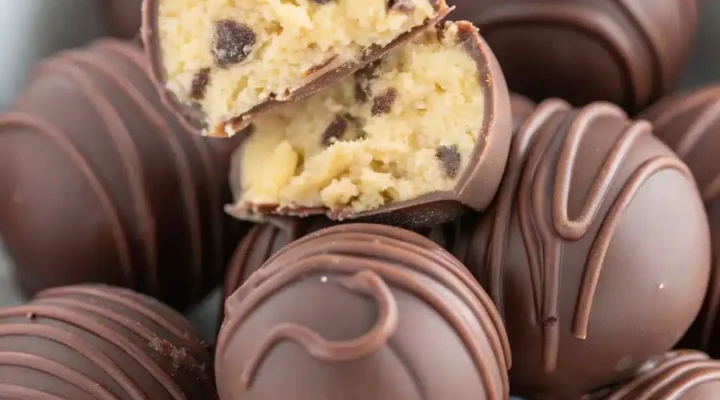Delicious chocolate chip cookie dough truffles coated in chocolate
