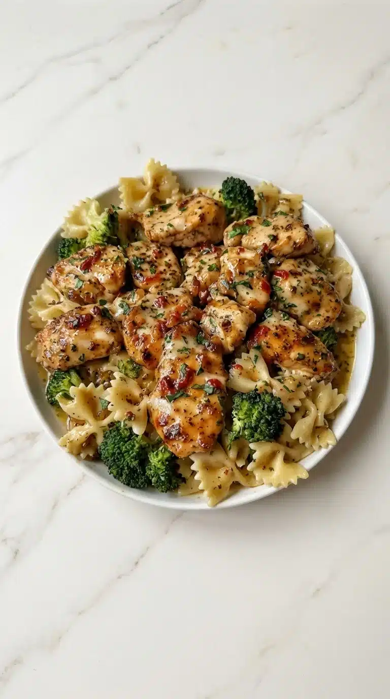 Cowboy Butter Lemon Bowtie Chicken Photorealistic Cowboy Butter Lemon Bowtie Chicken, naturally plated on white marble, ready to serve. Natural side daylight.