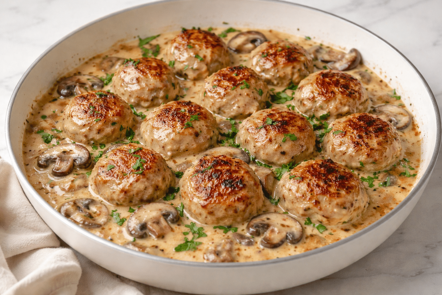 Creamy Mushroom Chicken Meatballs