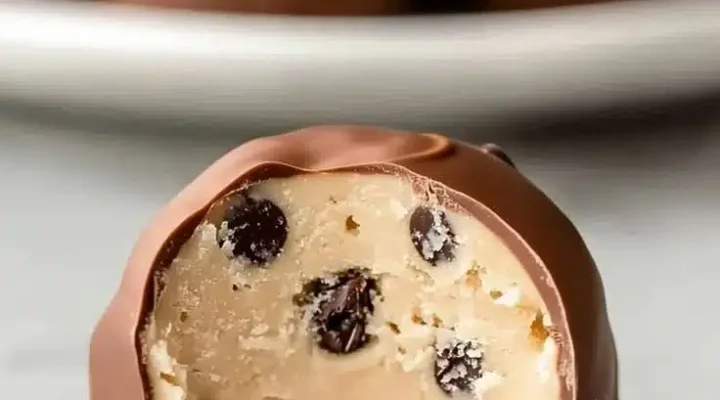 Delicious easy chocolate chip cookie dough truffles on a white plate