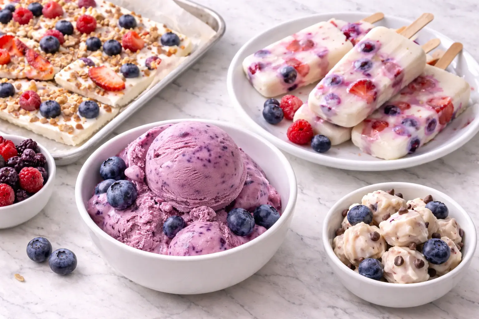 Easy frozen Greek yogurt served in a bowl with a smooth creamy texture