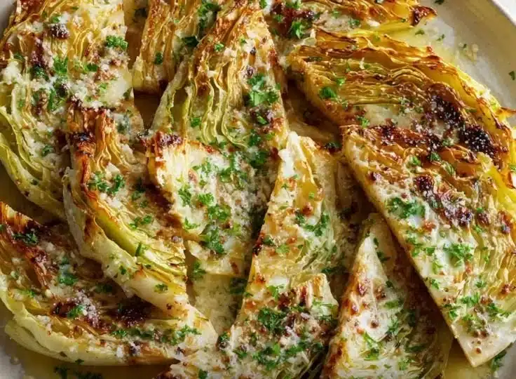 Delicious Garlic Parmesan Melted Cabbage cooked to perfection
