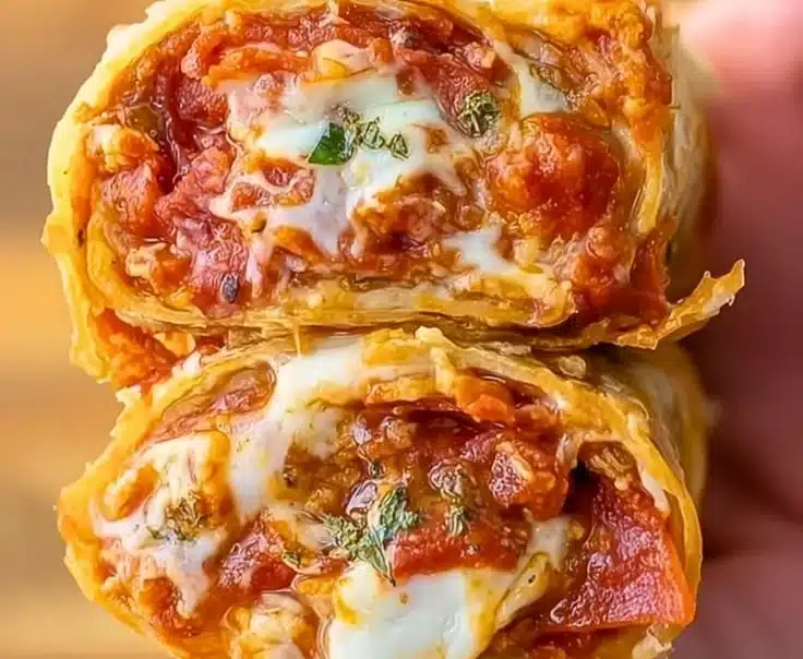 High protein pepperoni pizza rolls recipe with gooey cheese and savory pepperoni