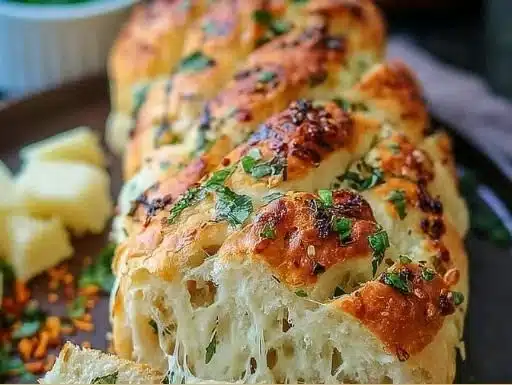 Freshly baked Italian Herb Cheese Bread with herbs and cheese blend