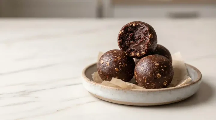 Moose Farts Without Coconut, naturally plated on clean white marble, freshly cooked and ready to serve with natural side daylight.