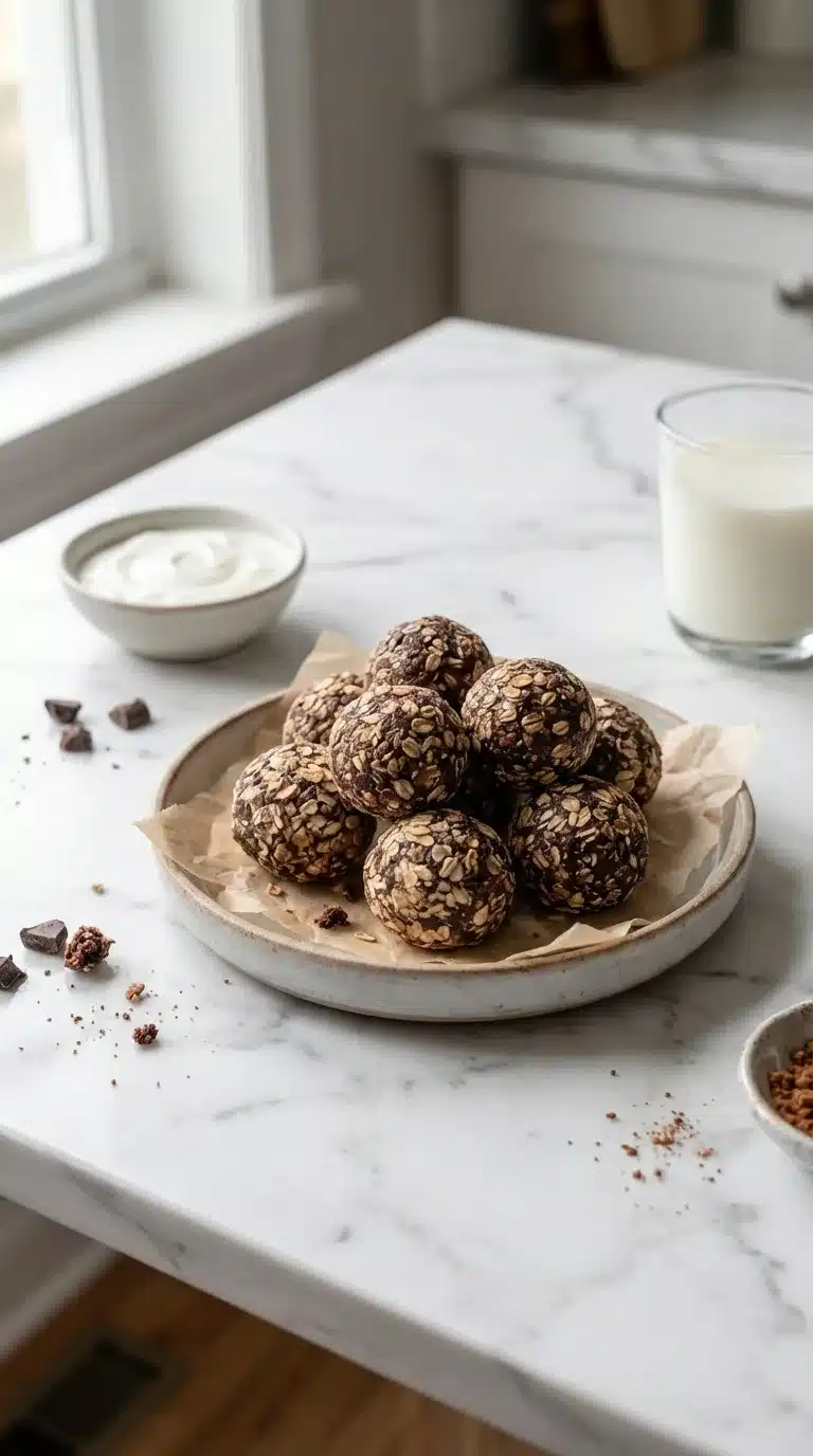 Photorealistic Moose Farts Without Coconut cookies, freshly baked and served on white marble in a home kitchen setting.