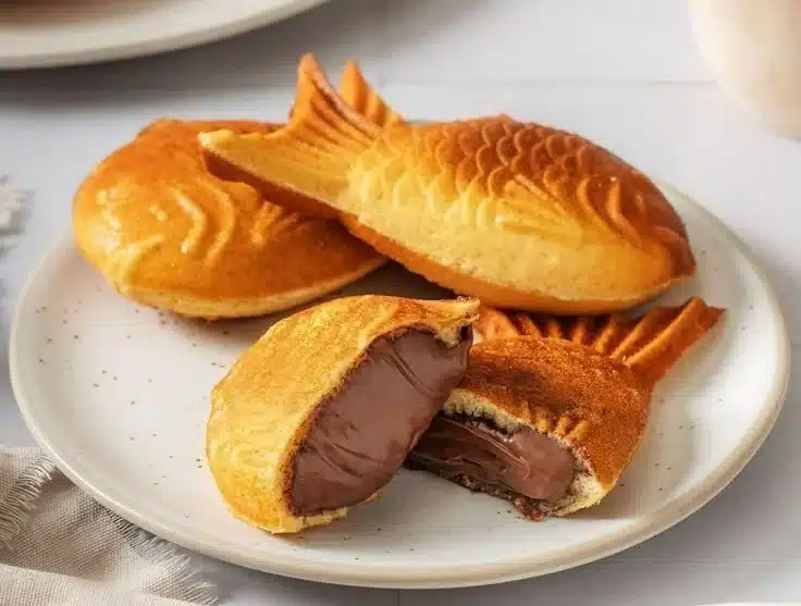 Delicious Taiyaki pastry filled with red bean paste, a popular Japanese street food.