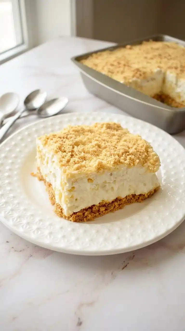 Photorealistic Pineapple Dream Dessert, naturally plated, on clean white marble with gentle natural daylight. Home kitchen feel.