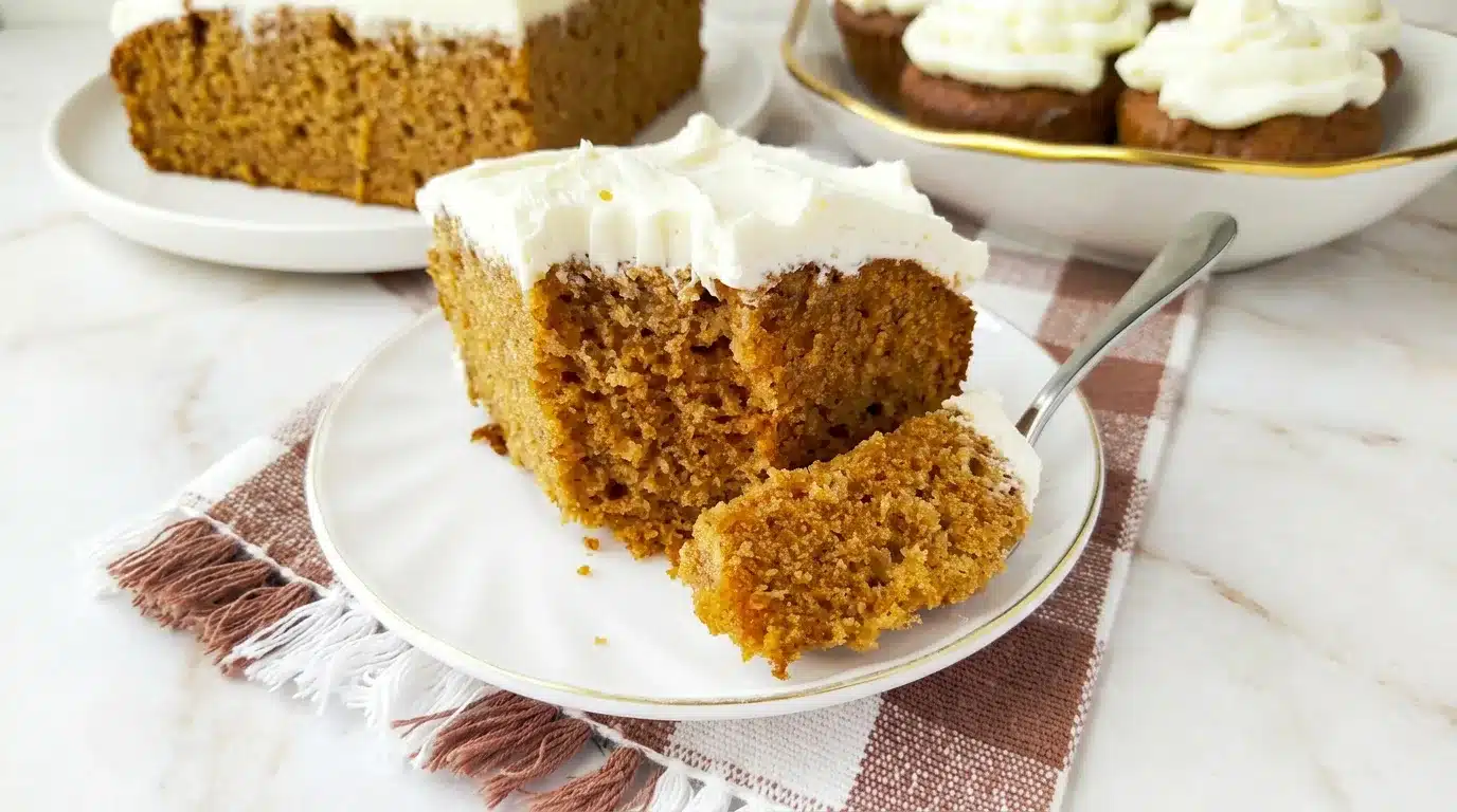 Photorealistic Super Moist Spice Cake, naturally plated on marble, ready to serve. Perfect for any occasion.