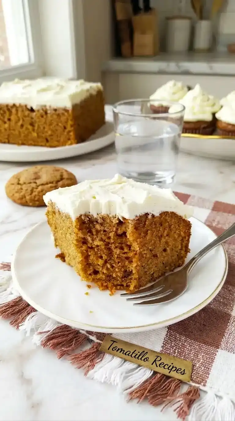 Super Moist Spice Cake served with natural daylight on white marble, 9x16 vertical. Photorealistic, fresh baked, home kitchen feel.