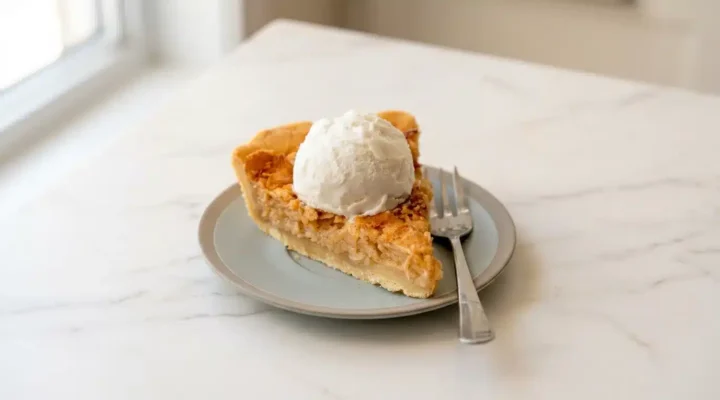 Unbelievably Good Shredded Apple Pie Photorealistic Unbelievably Good Shredded Apple Pie, naturally plated on white marble, ready to serve, ultra high resolution.