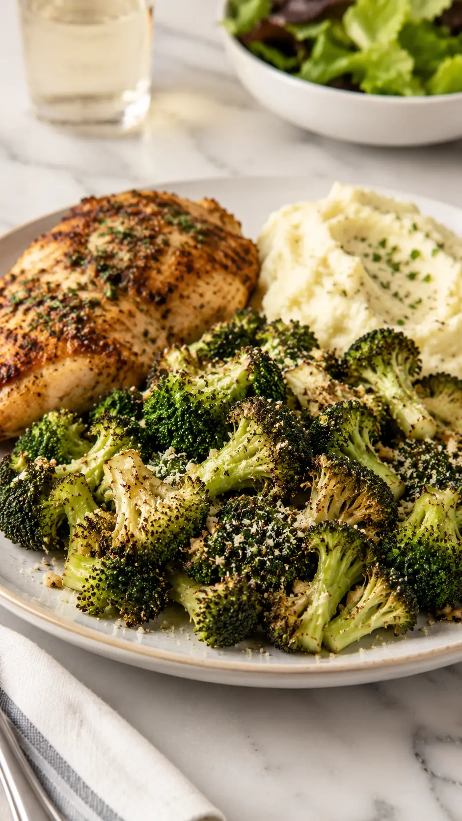 Crispy Garlic Parmesan Roasted Broccoli Crispy Garlic Parmesan Roasted Broccoli Dinner Plate