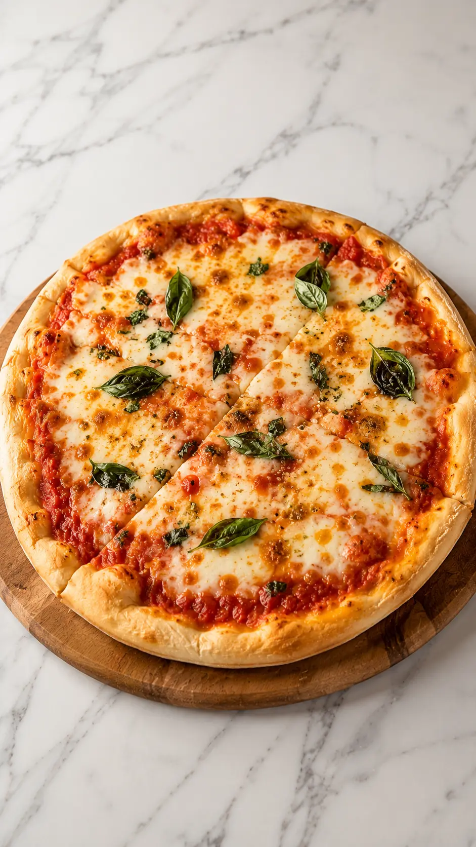 Quick And Easy Sourdough Discard Pizza Dough Quick And Easy Sourdough Discard Pizza Dough with a golden thin crust and melted cheese on a white marble surface