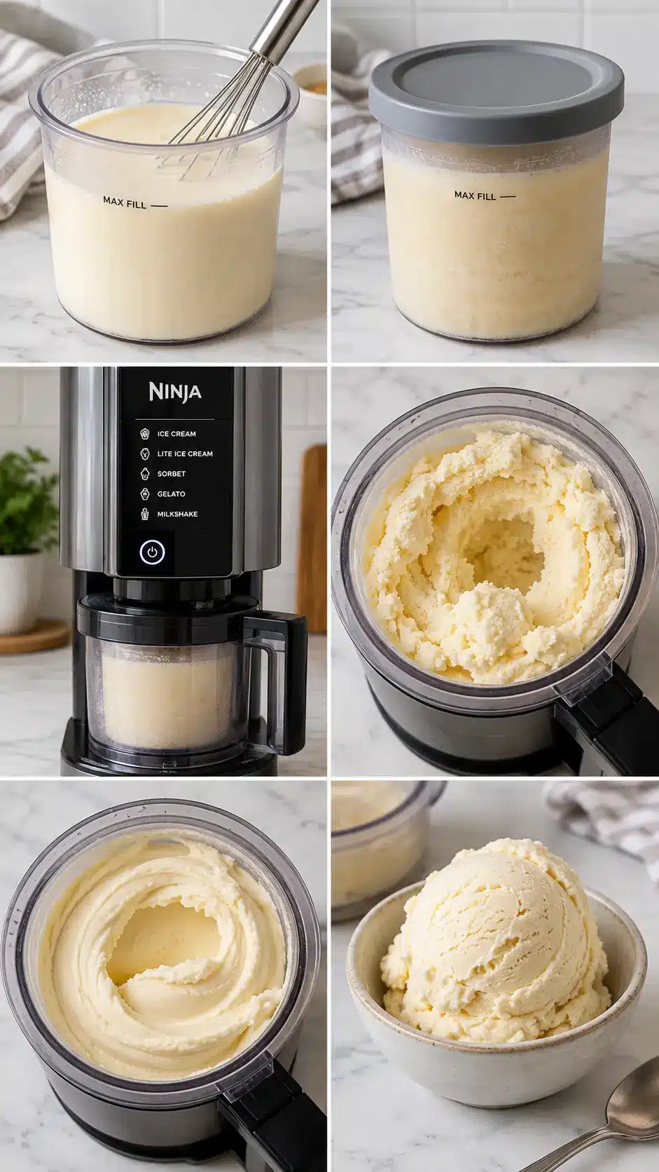 Step-by-step process for making Ninja Creami ice cream