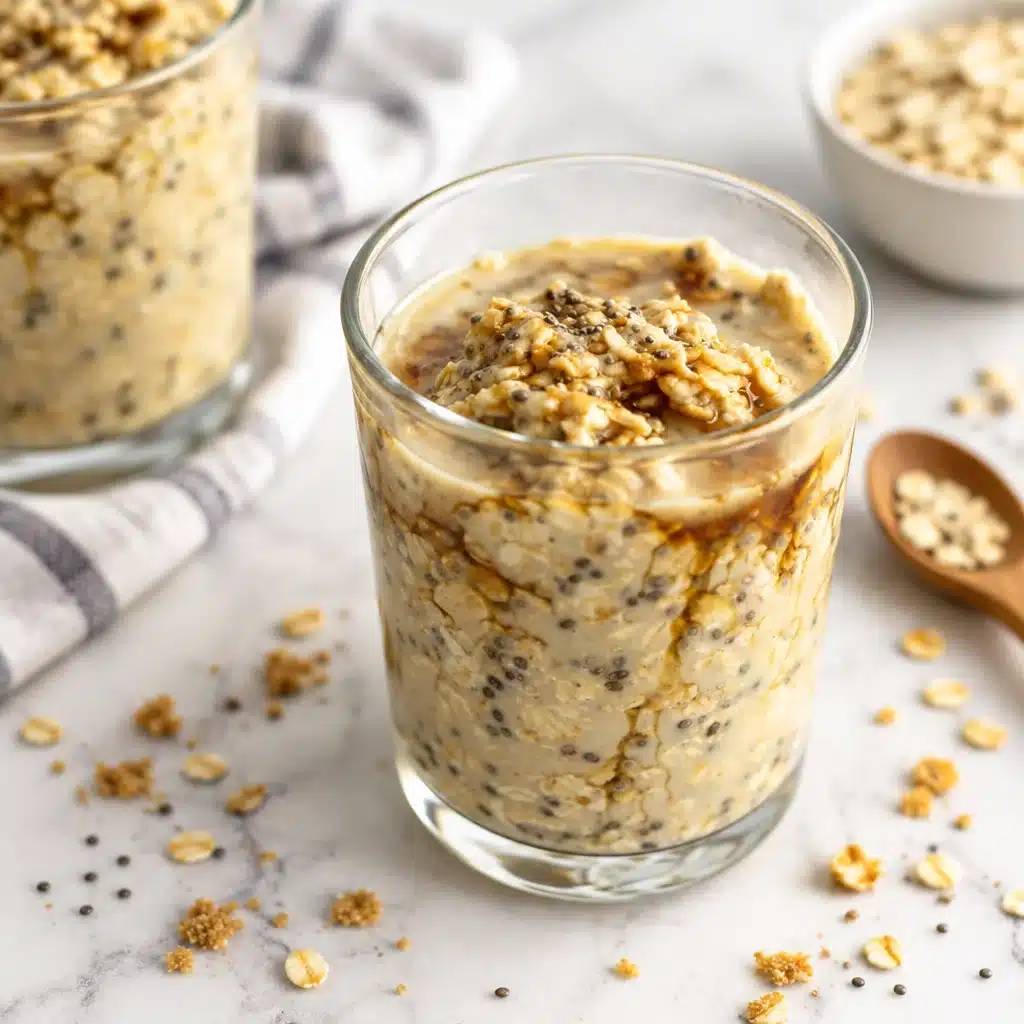 Delicious Brown Sugar Overnight Oats with milk, cinnamon, and fresh fruit.