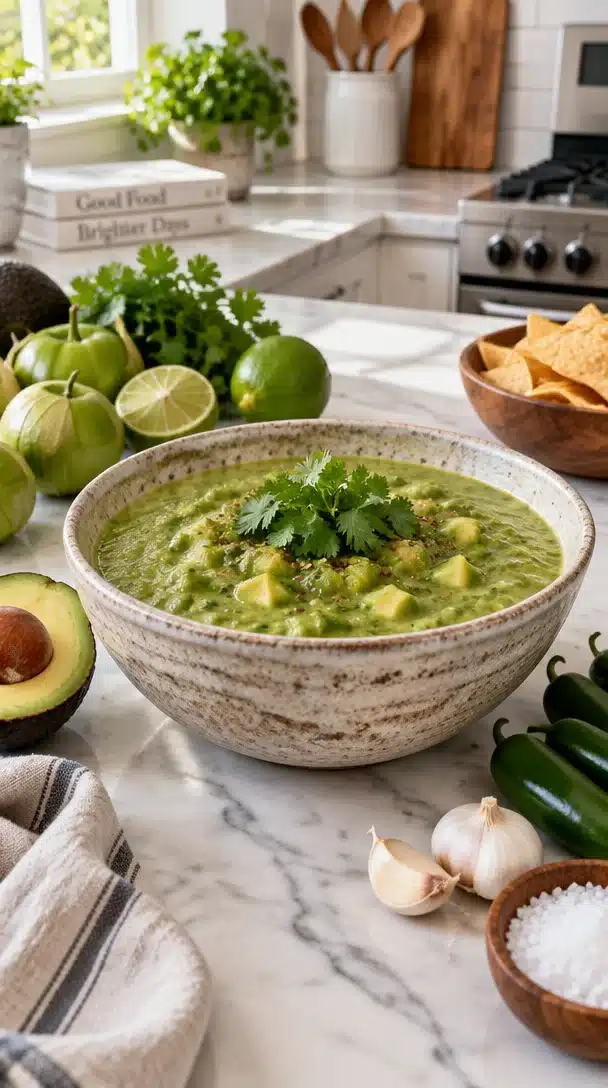Creamy Tomatillo Avocado Salsa Verde Recipe Creamy Tomatillo Avocado Salsa Verde Recipe