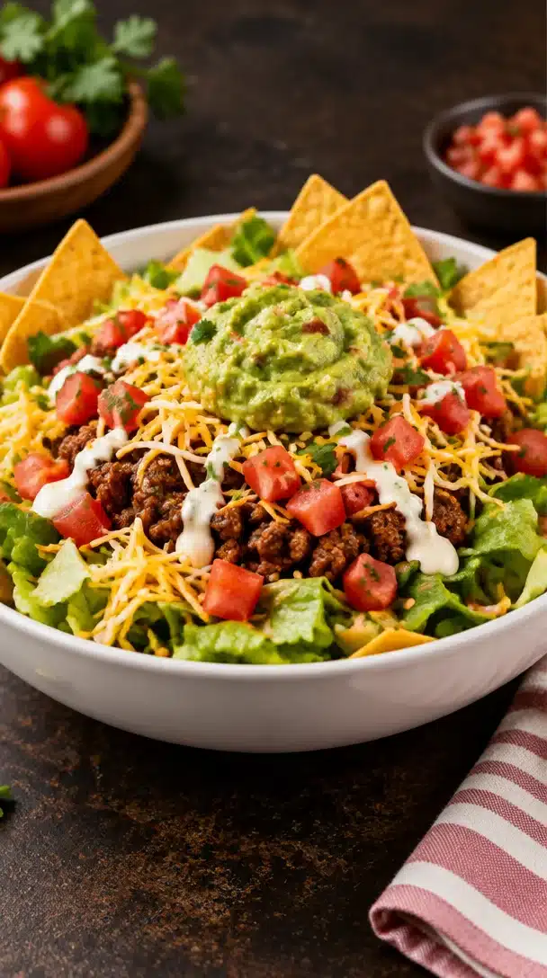 EASY HEALTHY TACO SALAD RECIPE WITH GROUND BEEF EASY HEALTHY TACO SALAD RECIPE WITH GROUND BEEF