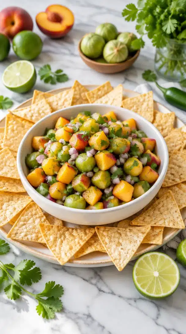 Roasted Peach & Tomatillo Salsa Roasted Peach & Tomatillo Salsa