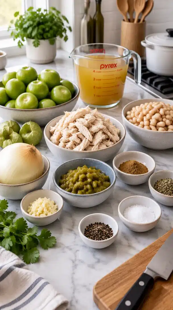 Roasted Tomatillo White Chicken Chili