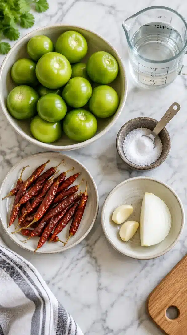 Spicy Tomatillo Chile de Arbol Salsa